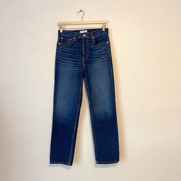 RE/DONE 70s High Rise Jeans Stove Pipe Straight Button Fly NEW Size 27 - Picture 4 of 11